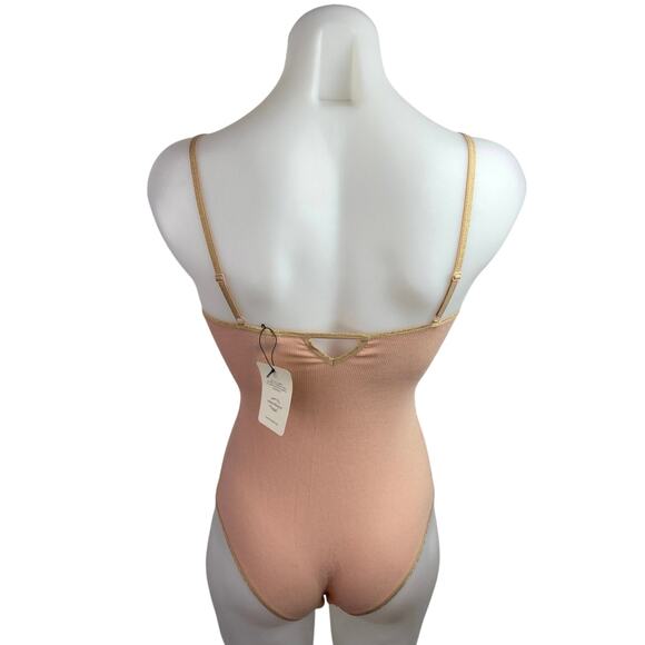 NEW YSE Pink Rib Knit Sleeveless Henley Button Cami Camisole Bodysuit Tank Top 6 - Picture 2 of 5